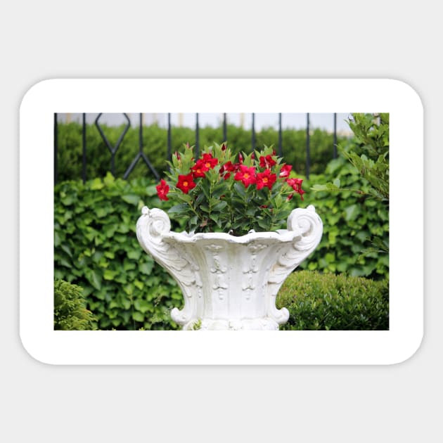 White Marble Floral Planter Sticker by Cynthia48